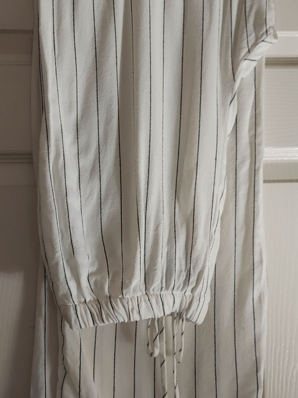 Striped White Drawstring Wide-Leg Pants Size XL B-247